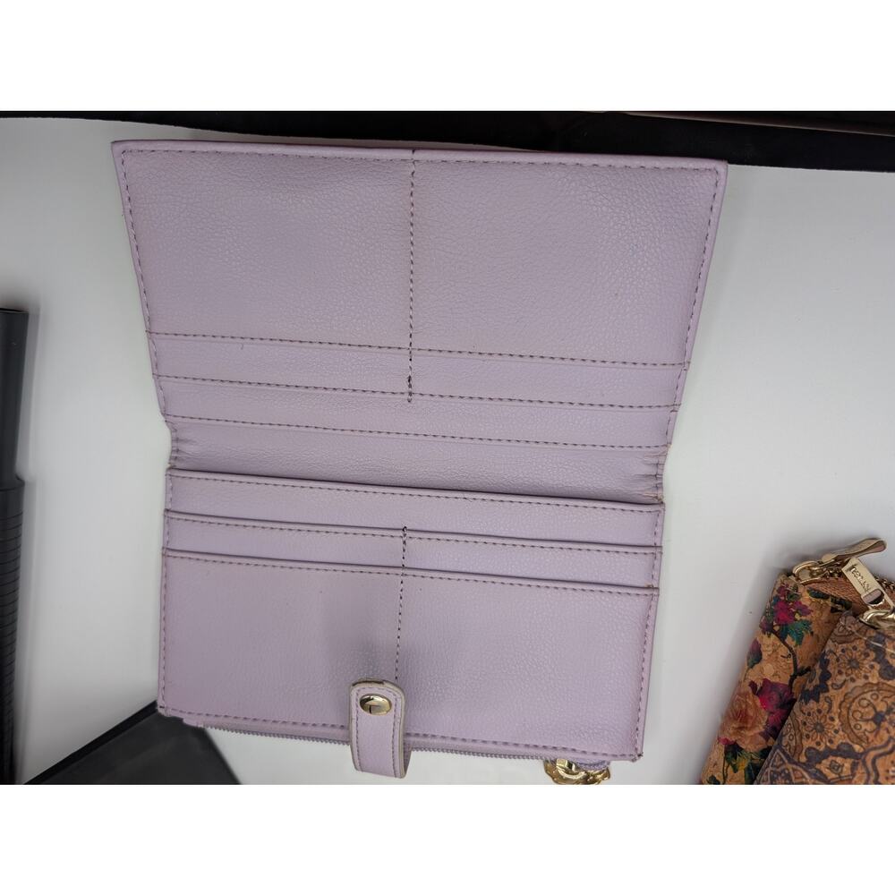Betsey Johnson Lavender Quilted Heart Wallet Women's Faux Leather Snap Clutch - Picture 3 of 7